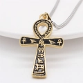 Collana con ciondolo a croce Ankh egiziana vintage da uomo con motivi Anubis e aquila - Ciondolo Oro Solo (Senza Catena)