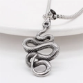Vintage silver snake pendant necklace for men with detailed scales and steel chain - Steel Color Pendant (Without Chain)