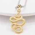 Vintage gold snake pendant necklace with textured scales on a silver ball chain - Gold Color Pendant (No Chain)