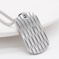Men's silver-tone stainless steel dog tag necklace with unique wave-textured surface - Steel Color Pendant (Without Chain)