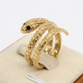 Anillo de serpiente dorado retro con ojos de gemas negras y escamas talladas - Dorado con Ojo Negro