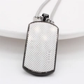 Collana da uomo con pendente rettangolare in acciaio, trama a nido d'ape e strass - Pendente Bianco