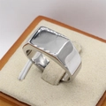 Anello a sigillo rettangolare minimalista lucido da uomo in acciaio al titanio - US 7 / Color Acciaio