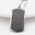 Men's dog tag pendant necklace with hammered texture and four cubic zirconia stones - Black Color Pendant Only (Without Chain)