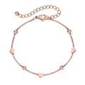 Bracciale minimalista in oro rosa con ciondoli a cuore e catena a scatola regolabile - Oro rosa