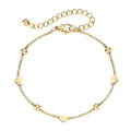 Bracciale minimalista dorato con ciondoli a cuore e perline da donna con chiusura - Oro
