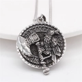 Vintage Viking pendant featuring raven and battle axe motifs on a stainless steel chain - Steel Color Pendant Only (Without Chain)