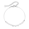 Bracciale minimalista in acciaio inox con cuori e perle, chiusura a moschettone e catena - Color Acciaio