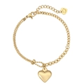 Bracciale in acciaio inossidabile dorato con pendente a cuore e ciondolo Lucky - Oro