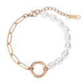 Elegante bracciale con perle barocche e catena placcata oro 18 carati con chiusura - Oro rosa