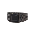 Anillo de hombre negro en acero con gema cuadrada y relieve de rejilla de estilo punk - Negro Eléctrico (Rhinestone Negro)