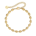 Pulsera de acero inoxidable dorado con cuentas ovales, cierre de langosta y colgante - Dorado