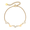 Elegante pulsera de mujer en acero de titanio dorado con corazones y madreperla - Dorado