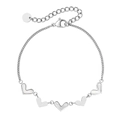 Pulsera de cadena de acero de titanio para mujer con nácar de corazón y cierre ajustable - Color Acero