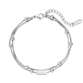 Pulsera de doble cadena box de acero inoxidable con placa de metal grabada Lucky - Color Acero