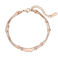 Elegante pulsera de doble capa en oro rosa con una placa rectangular Lucky - Oro rosa