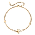 Bracciale a doppio strato in acciaio al titanio dorato con ciondolo a cuore in madreperla - Oro