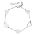 Bracciale a catena argento minimalista con ciondoli a cuore lucidi e chiusura a moschettone - Color Acciaio