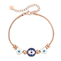 Elegante pulsera de cadena de serpiente oro rosa con dijes de ojo azul y blanco mujer - Oro rosa