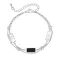 Pulsera de doble cadena plateada con colgantes rectangulares de concha y cierre de langosta - Color Acero