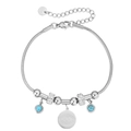 Pulsera de ojo turco plateada con cuentas de turquesa y circones en cadena - Color Acero