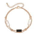 Pulsera de doble capa en oro rosa con colgantes rectangulares de nácar y ónix - Oro rosa