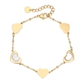 Elegante bracciale a cuore dorato con inserti in madreperla e ciondoli lucidi a specchio - Oro
