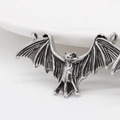 Gothic bat wing pendant in vintage silver finish with detailed wing texture for necklaces - Small Pendant Only (Without Chain)