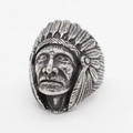 Vintage steel ring for men featuring detailed Native American chief head carving - US 7 / Style 1