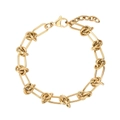 Pulsera de cadena con nudo dorado pulido en acero inoxidable con cierre de mosquetón ajustable - Dorado