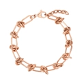 Pulsera minimalista de acero de titanio en oro rosa con diseño de nudo y cierre de mosquetón - Oro rosa