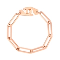 Pulsera minimalista de acero de titanio oro rosa con eslabones y esposas entrelazadas - Oro rosa