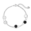 Pulsera de doble capa de acero de titanio con colgantes de concha en blanco y negro - Color Acero