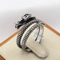 Anillo de dragón vintage en acero inoxidable con escamas detalladas y piedra - US 7 / Color Acero