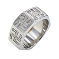 Anillo ancho de acero inoxidable para hombre con diseño geométrico de estilo retro - US 7 / Color Acero