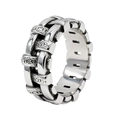 Anillo vintage para hombre en acero plateado con textura trenzada y grabados detallados - US 7 / Color Acero