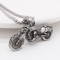 Retro motorcycle pendant necklace for men in silver finish with a sturdy box chain - Steel Color Pendant (Without Chain)
