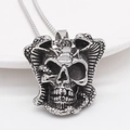 Vintage gothic skull and cobra pendant necklace in oxidized stainless steel for men - Steel Color Pendant (No Chain)