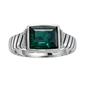 Anillo vintage para hombre de acero inoxidable con gema verde rectangular y textura - US 7 / Piedra verde