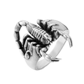 Retro stainless steel scorpion ring for men with antique silver finish and punk gothic style - US 7 / Steel