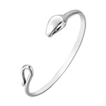 Retro snake-shaped men's titanium steel open bangle with a polished silver mirror finish - Steel