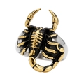 Retro punk scorpion ring in silver gold and black stainless steel for men - US 7 / Gold & Silver