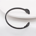 Retro black snake-shaped open bangle in polished stainless steel for men and women - Black