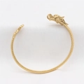 Brazalete de dragón retro dorado con textura de escamas detallada para hombre en acero titanio - Dorado