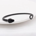 Bracciale rigido serpente nero opaco vintage con trame di squame dettagliate - Nero