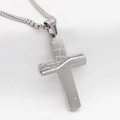 Vintage Silber Kreuzkette für Herren mit geometrischem Rissmuster und Boxkette - Anhänger Ohne Kette (Stahlfarbe)