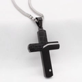 Herren Kreuzkette aus schwarzem Edelstahl mit Krokodil-Textur und kleinem Kristall - Anhänger Ohne Kette - Schwarz