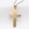 Herren Kreuzanhänger in Gold mit silberner Schlangenkette und gebürsteter Metalloberfläche - Anhänger Ohne Kette (Gold)