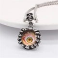Retro gothic evil eye skull pendant necklace in vintage stainless steel finish - Red Eyeball Style / Pendant Only (Without Chain)
