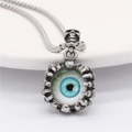 Retro punk devil eye necklace with silver skeletal hand pendant and skull ornament - Blue Eyeball Style / Pendant Only (Without Chain)